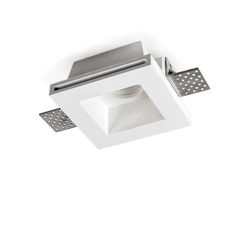 Lampo Faretto GU10 Da Incasso a Soffitto In Gesso Quadrato Per