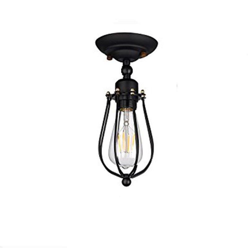 Lampada Da Soffitto Vintage In Ferro Nero – Attacco E27 – Diametro 46 Cm – Senza Lampadina