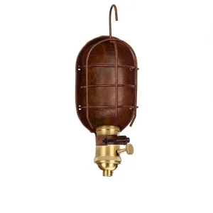 Sospensione Singola gabbia vintage acciaio ossidato rame E27