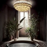 Slamp Odeon Gold LED Ceiling Lamp for Indoor By Lorenza Bozzoli