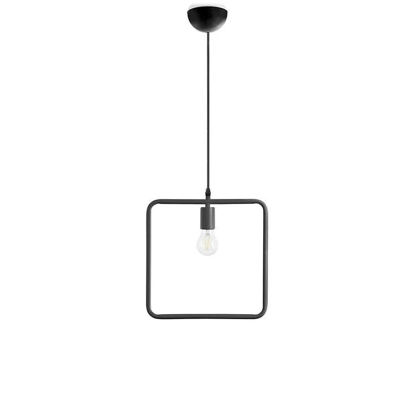 Lampadario a sospensione in metallo nero quadrato con