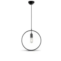 Lampadario a sospensione in metallo nero tondo con portalampada