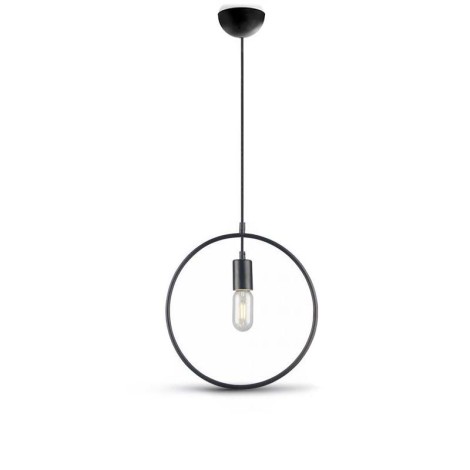 Lampadario a sospensione in metallo nero tondo con portalampada