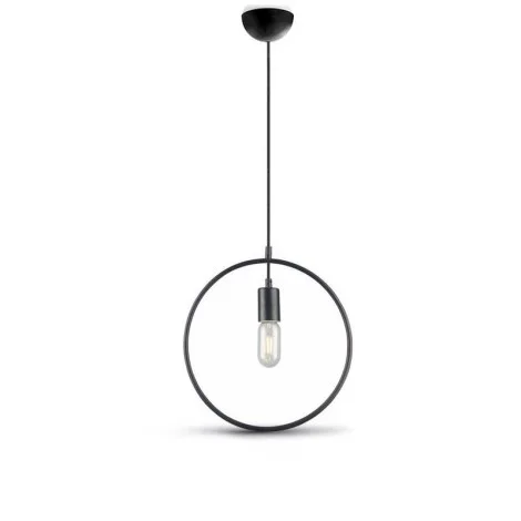 Lampadario a sospensione in metallo nero tondo con portalampada