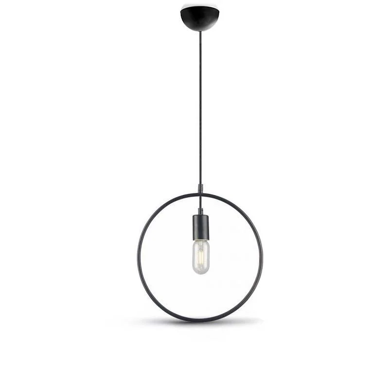Round black pendant lamp in metal with lamp holder for E27 bulb Round black pendant lamp in metal with lamp holder for E27 bulb