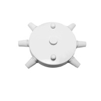 Rosette wall ceiling rose with six lateral outputs in white