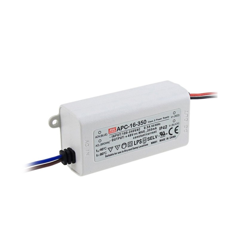 Meanwell Alimentatore LED 16W 350mA IP42 Corrente Costante Meanwell Alimentatore LED 16W 350mA IP42 Corrente Costante