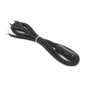 Bipolar Cable 200 cm 250V 2A Plug with Switch Black
