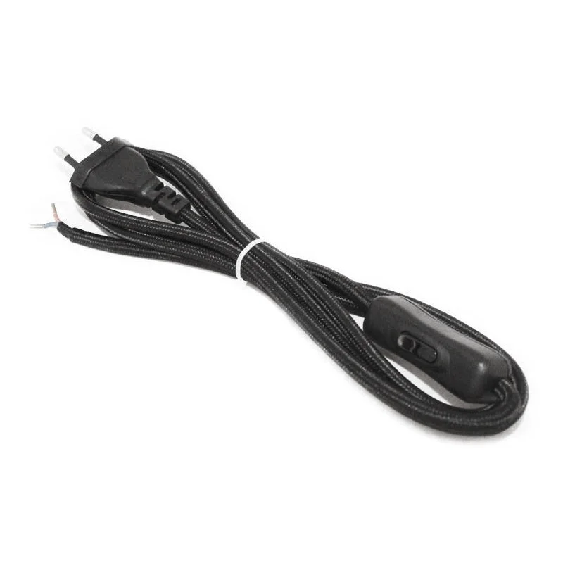 Bipolar Cable 200 cm 250V 2A Plug with Switch Black Bipolar Cable 200 cm 250V 2A Plug with Switch Black