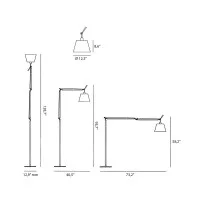 Artemide Tolomeo Mega Floor Dimmable LED Lamp in Parchment