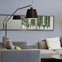 Artemide Tolomeo Mega Floor Dimmable LED Lamp in Black Fabric Artemide Tolomeo Mega Floor Dimmable LED Lamp in Black Fabric