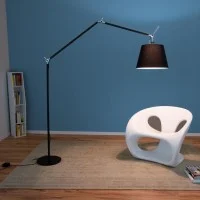 Artemide Tolomeo Mega Floor Dimmable LED Lamp in Black Fabric Artemide Tolomeo Mega Floor Dimmable LED Lamp in Black Fabric