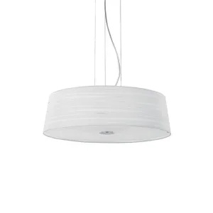 Ideal Lux Isa SP4 Suspension Lamp In Chromed Metal And White