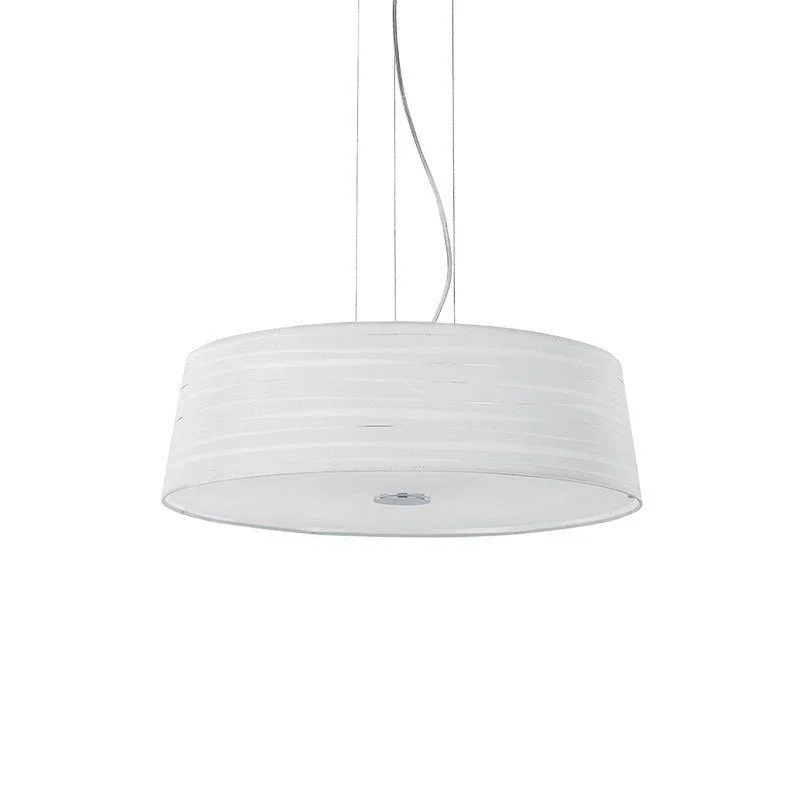 Ideal Lux Isa SP4 Suspension Lamp In Chromed Metal And White Ideal Lux Isa SP4 Suspension Lamp In Chromed Metal And White