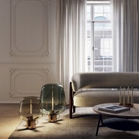 Lodes FLAR Table and Floor Dimmable Lamp in Glass By Patrick
