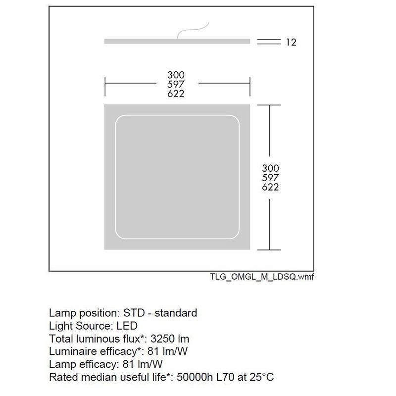 Thorn Omega Led 40w 4000k Lamp 60x60 Recessed Ceiling Suspension Diffusione Luce Srl