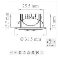 Lampo Spot Mini Faretto Tondo orientabile da incasso Fascio 60°