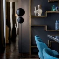Oluce Superluna F Semi-spherical Double Floor LED Lamp for