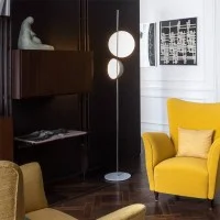 Oluce Superluna F Semi-spherical Double Floor LED Lamp for