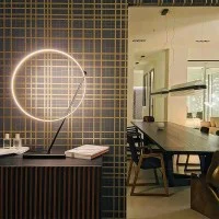Kundalini Poise Rotating LED Ring Light Table Lamp By Robert