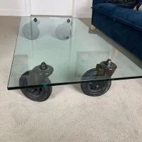 Fontana Arte Tavolo con Ruote Rettangolare Decorativo in Vetro