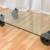 Fontana Arte Tavolo con Ruote Rettangolare Decorativo in Vetro