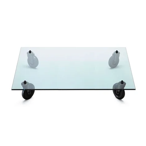Fontana Arte Tavolo con Ruote Rettangolare Decorativo in Vetro