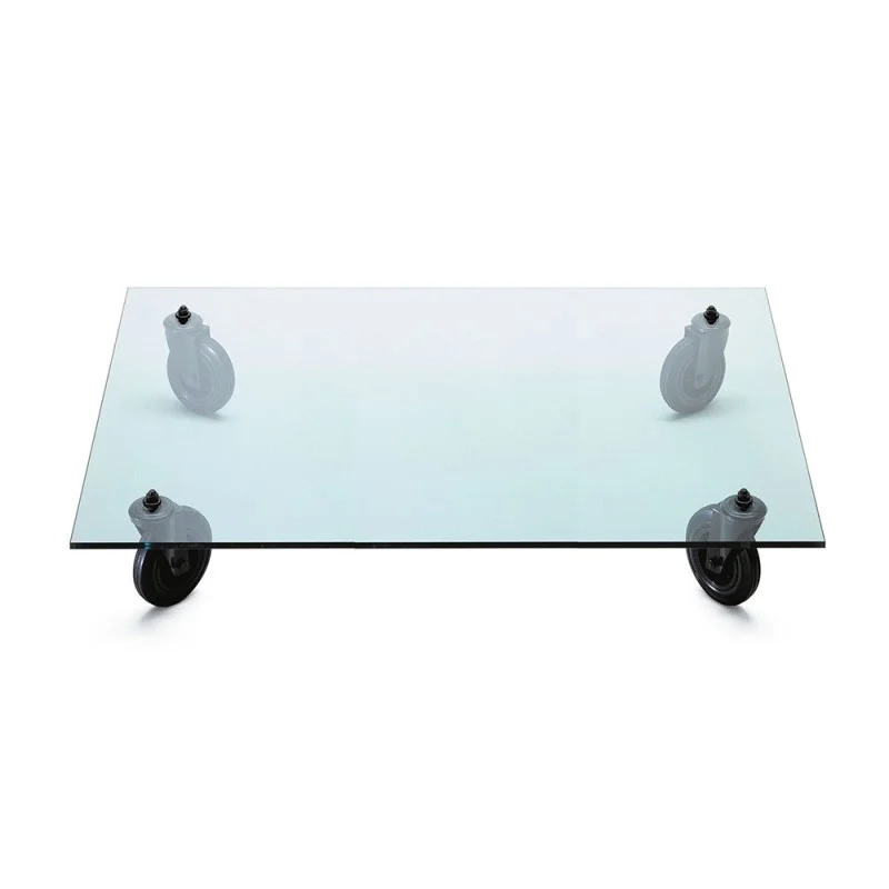 Fontana Arte Tavolo con Ruote Rettangolare Decorativo in Vetro Fontana Arte Tavolo con Ruote Rettangolare Decorativo in Vetro
