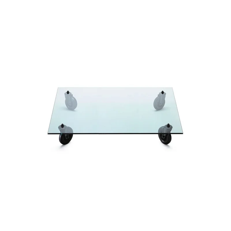 Fontana Arte Tavolo con Ruote Rettangolare Decorativo in Vetro Fontana Arte Tavolo con Ruote Rettangolare Decorativo in Vetro