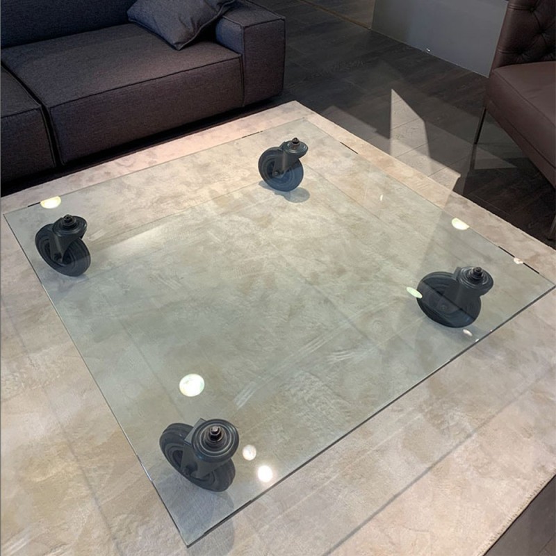 Fontana Arte Table with Wheels Decorative Square Glass Table