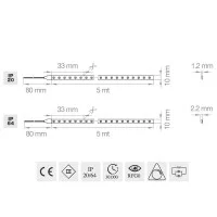 Lampo Strip LED 3528 180led/m 24V 14.4W/mt Reel 5 Meters 72W