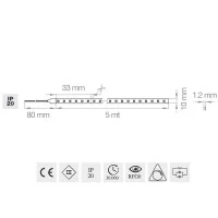 Lampo Strip LED 25 Meters 3528 180led/m 24V 14.4W/mt Reel 360W