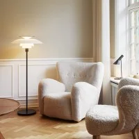 Louis Poulsen PH 80 Glass Floor Lamp Opal White With Red Louis Poulsen PH 80 Glass Floor Lamp Opal White With Red