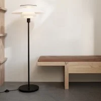 Louis Poulsen PH 80 Glass Floor Lamp Opal White With Red Louis Poulsen PH 80 Glass Floor Lamp Opal White With Red