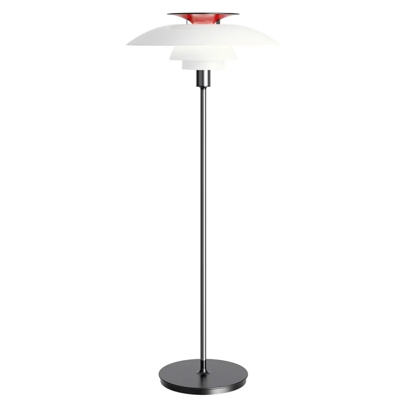 Louis Poulsen PH 80 Glass Floor Lamp Opal White With Red Louis Poulsen PH 80 Glass Floor Lamp Opal White With Red
