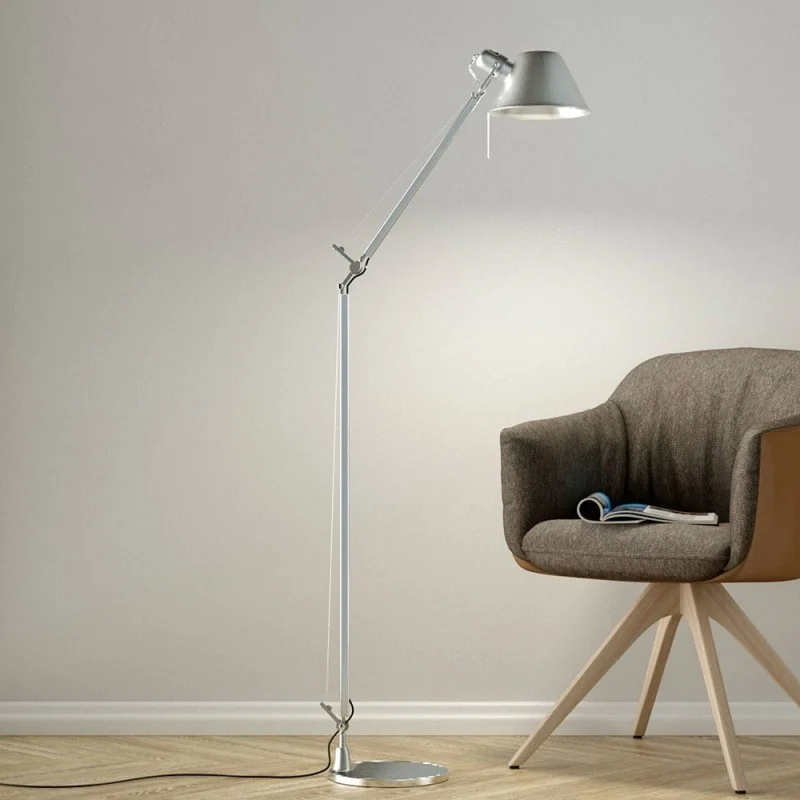 Artemide Tolomeo Reading Floor Lamp for Indoors in Aluminum color