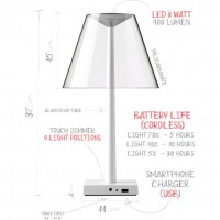 Rotaliana Dina+ LED Lampada da Tavolo Rosso Bianco Trasparente