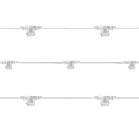 Lampo Catenaria Luminosa Cordoniera Bianco 11 Portalampada E27 12,5 metri IP65 Uso Esterno Prolungabile impermeabile Lampo Light