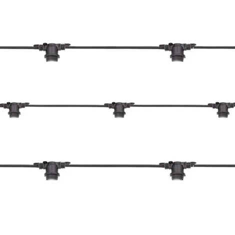 Lampo Black String Light 11 Lamp holder E27 12.5 meter IP65 Outdoor Extendable Waterproof Lampo Lighting - 1