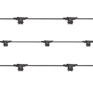 Lampo Catenaria Luminosa Cordoniera Nera 11 Portalampada E27 12,5 metri IP65 Uso Esterno Prolungabile impermeabile Lampo Lightin