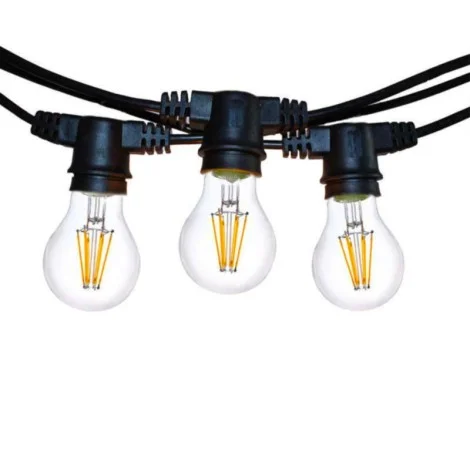 Catena Luminosa Cordoniera colore Nero 10 Portalampada E27 11.5 mt Prolungabile Lampadine LED 8W New Lamps - 1