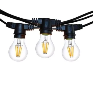 Catena Luminosa Cordoniera colore Nero 10 Portalampada E27 11.5 mt Prolungabile Lampadine LED 8W New Lamps - 1