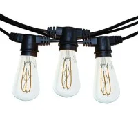 Catena Luminosa Cordoniera colore Nero 10 Portalampada E27 11.5 mt Prolungabile Lampadine ST64 LED 5W 2200K INCLUSE New Lamps - 