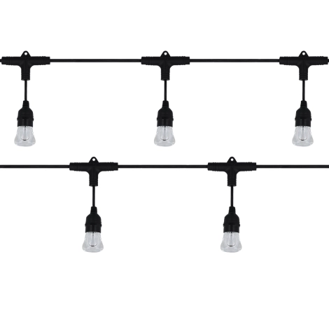 Catenaria WIFI Tuya Cordoniera Nera 5 Lampadine 24V LED 5m IP65 Uso Esterno Prolungabile Lampo Lighting - 1