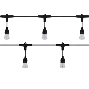 Catenaria WIFI Tuya Cordoniera Nera 5 Lampadine 24V LED 5m IP65 Uso Esterno Prolungabile Lampo Lighting - 1