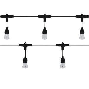 Catenaria WIFI Tuya Cordoniera Nera 5 Lampadine 24V LED 5m IP65 Uso Esterno Prolungabile Lampo Lighting - 1