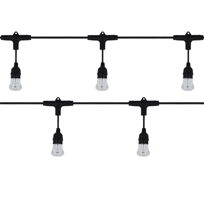 Catenaria WIFI Tuya Cordoniera Nera 5 Lampadine 24V LED 5m IP65 Uso Esterno Prolungabile Lampo Lighting - 1
