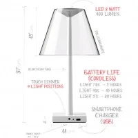Rotaliana Dina+ LED Table Lamp Champagne with USB rechargeable battery Rotaliana - 9