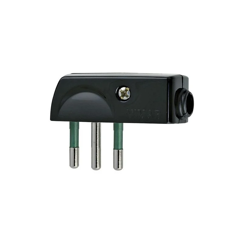 Spina 2P+T 10A 250V SPA11 90° Piatta Standard Italiana Nero Spina 2P+T 10A 250V SPA11 90° Piatta Standard Italiana Nero