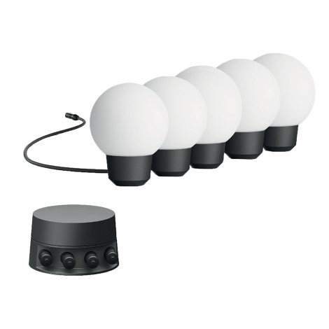 Relaxdays Set da 4 Luci Solari Sferiche da Giardino, Effetto Vetro Rotto, Impermeabili, Luce